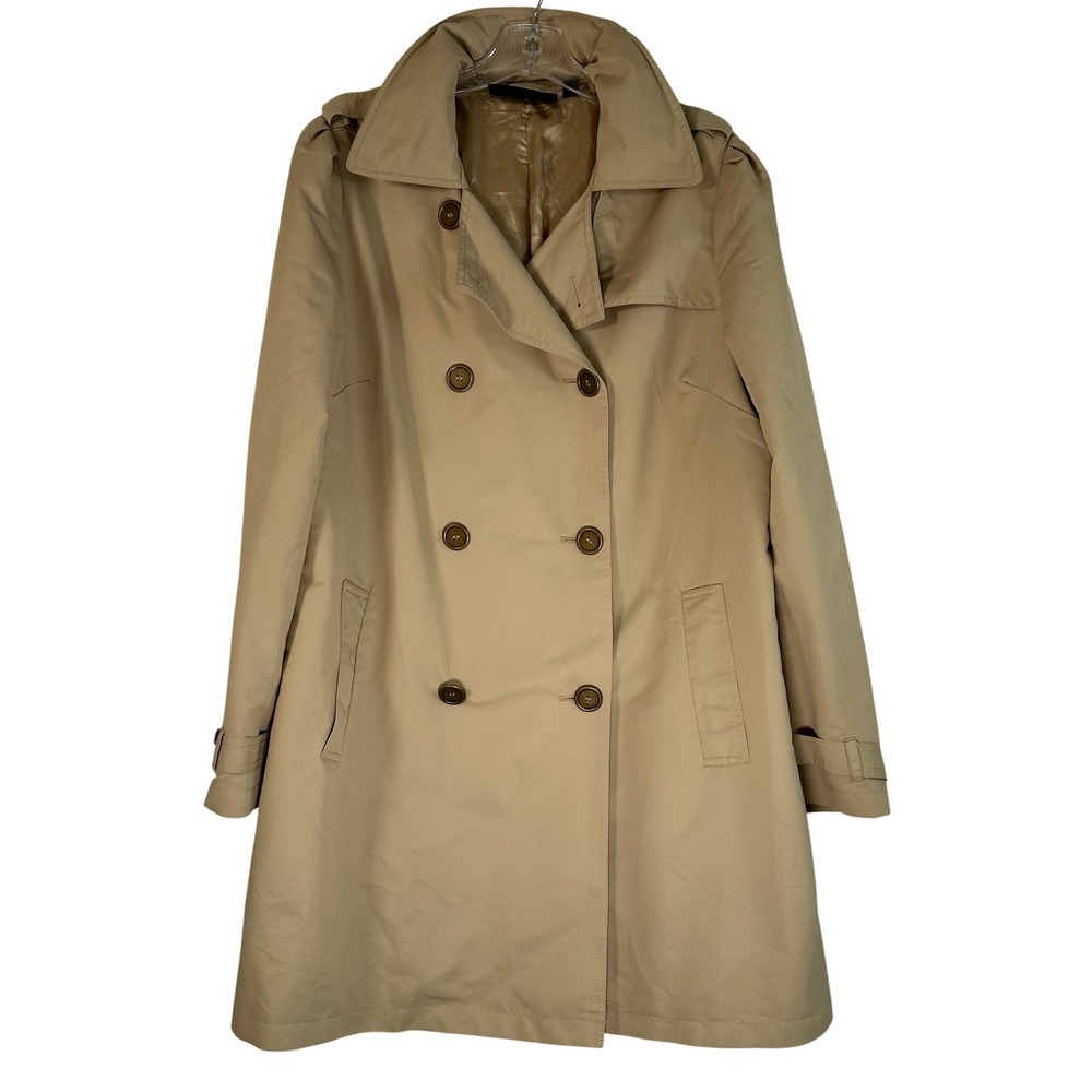 RZ Rachel Zoe Tan Khaki Double Breasted Trench Coat Jacket Womens XL Lined